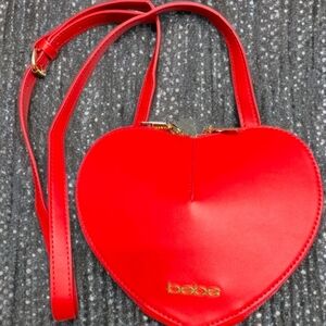 Bebe Vibrant Red Heart Crossbody Bag